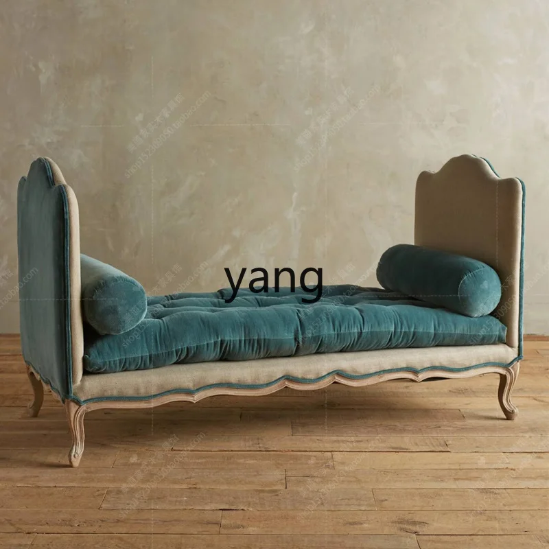 

LMM solid wood retro concubine chair fabric bedroom leisure beauty couch