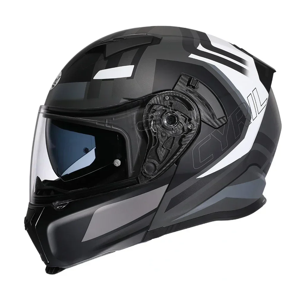 Motorcross Flip Up Helmets with Wide View Clear Visor ABS Shell Full Face Cyril Motor Helmet For Adult DOT Approved