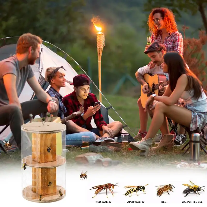 スズメバチトラップ木製スズメバチ蜂スズメバチ抑止安全な庭の装飾大工屋外庭芝生パティオ用サスペンションキャッチャー