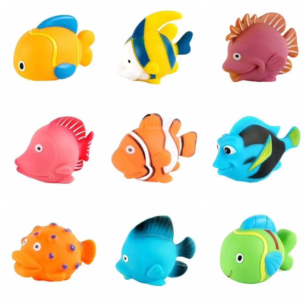 Juguetes de baño de PVC suave para bebés, juguetes de baño para niños pequeños, peces, animales, natación, dibujos animados