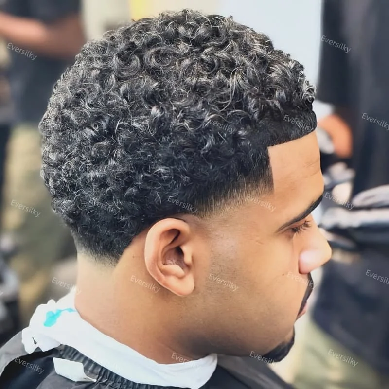 0.1 مللي متر الجلد رمادي أسود 18 مللي متر مجعد أفريقيا الذكور الشعر الاصطناعي الرجال الشعر المستعار شعري طبيعي # 1 # 1ب # 1ب40 # 1b50 شعر أسود رمادي أبيض