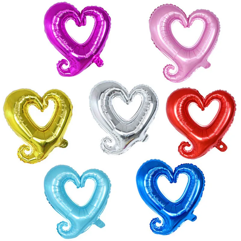 10Pcs 18inch Hook Heart Shape Aluminum Foil Balloons Inflatable Wedding Party Decoration Valentine's Days Birthday Air Globos