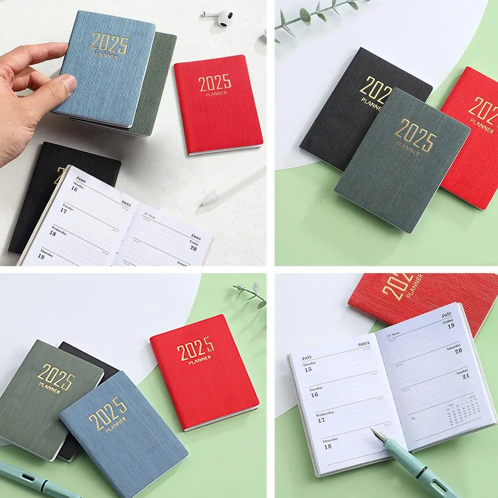 2025 English Schedule Notebook Creative Small Pocket Book Planner Weekly Portable Agenda Notebooks Mini Diary A7 Notebook Q3V2