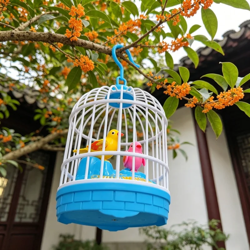 Battery powered birdcage toy with lights and chirping bird sounds (excluding battery)