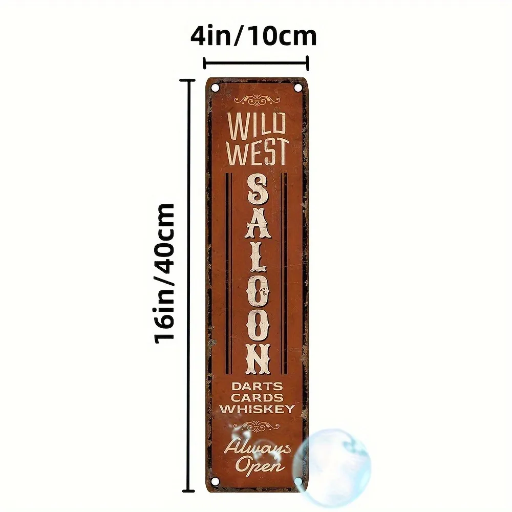 [2D Flat]  Western-Style Bar Wrought  Sign - Retro Nostalgic Wall Decoration, Using UV Printing Dust-Proof  Sign