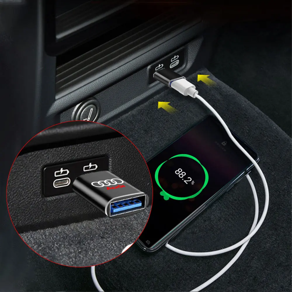 1/2PC Car Usb Type C Cable Converter Charging Adapter Center Cover For Audi Sline A4 Q5 S Quattro RS RS3 B5 B8 R8 8V S2 S3 8P S5 - view 6