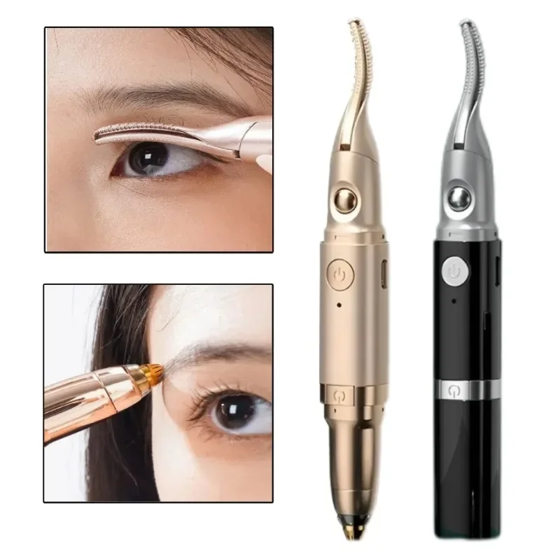 

Multifunctional 2-in-1 Electric Eyelash Curler and Eyebrow Trimmer Fast Heating Eyelashes Curl Comb Lasting Lash Curler Tool