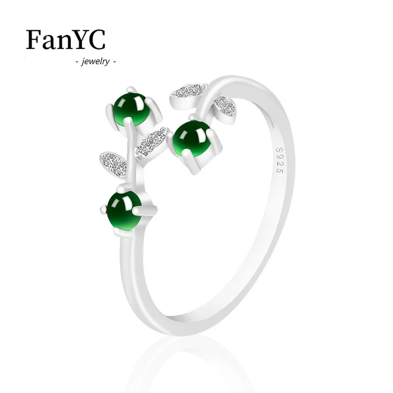 

Myanmar A-goods Jadeite Flower Ring S925 Silver Inlaid Fashion High-grade Ice Jade Adjustable Ring Ladies Gift