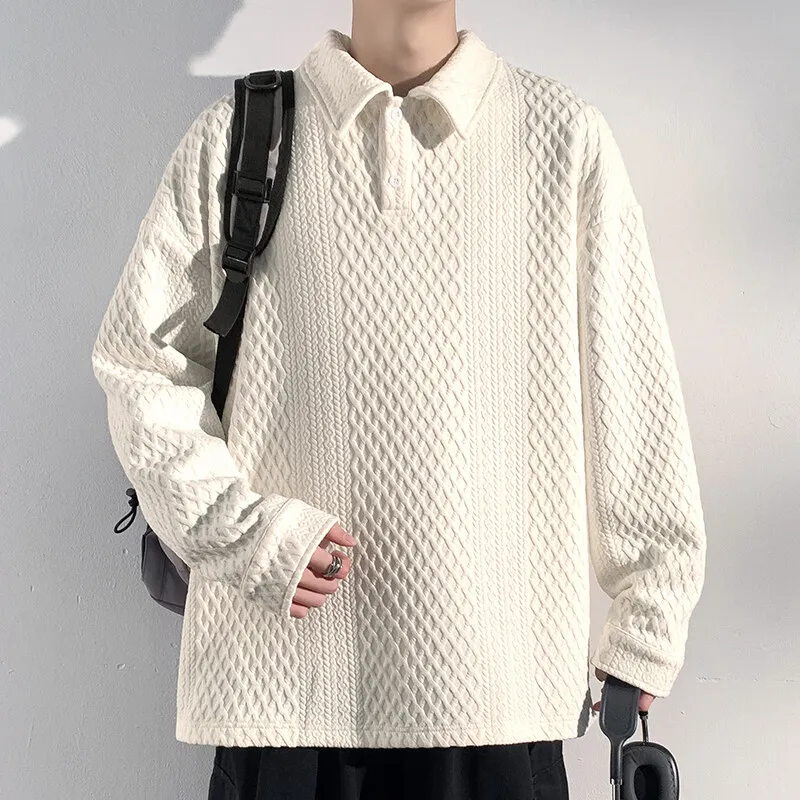 

Spring Fashion Turn Down Collar Sweatshirt Breathable Lightweight Comfortable Long Sleeve Top for Daily Casual Streetwear Outing