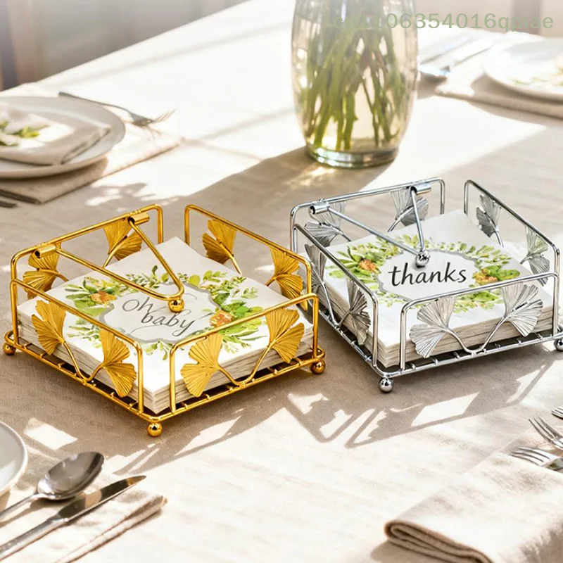 （Summer4）Rustic Metal Napkin Holder Square Paper Organizer For Kitchen Home Restaurant Cafes - Tabletop Decorative Napkin Holder
