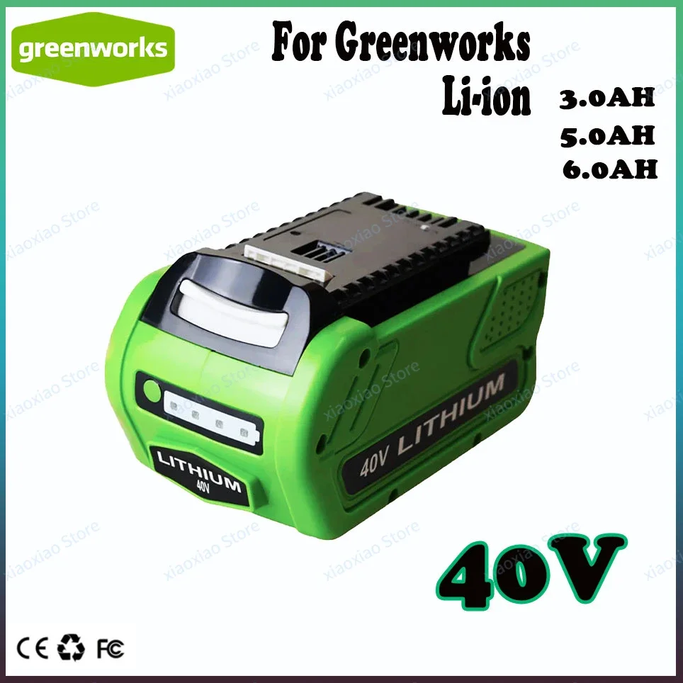 

6000mAh GreenWorks 40V Replacement Battery 29462 29472 40V 6.0Ah Tools Lithium ion Rechargeable Battery 22272 20292 22332 G-MAX