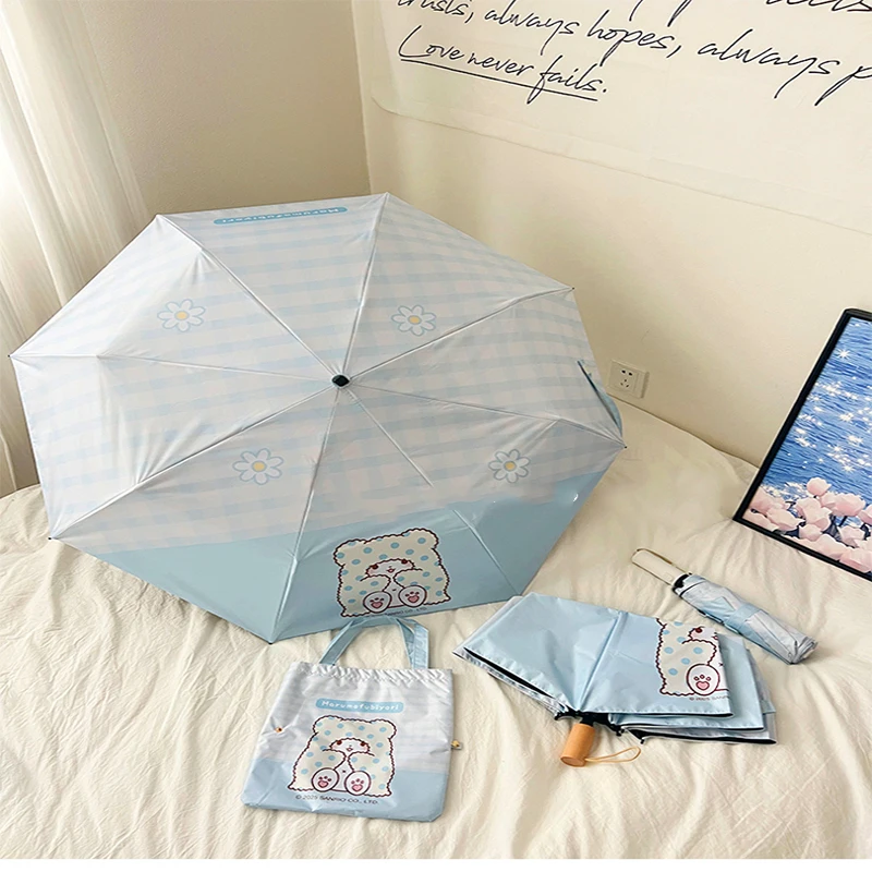 

Genuine Sanrio blanket bear handbag automatic umbrella cute girl dual-purpose sun umbrella protection against ultraviolet rays
