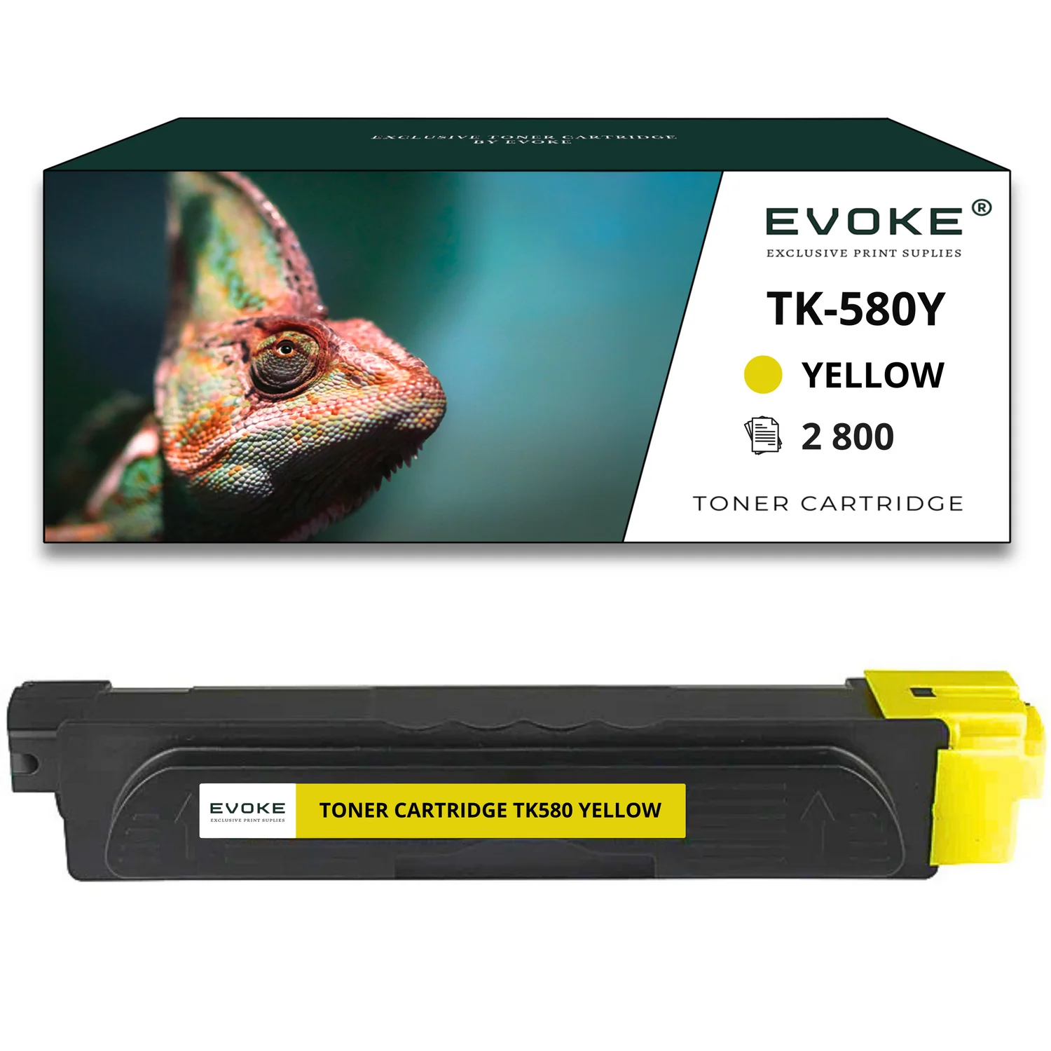 Evoke compatibele toner voor Kyocera Tk-580Y Tk580Y Tk-580 Tk580 Geel 2800 pagina's Ecosys P6021 P6021Cdn; Fs-C5150 C5150Dn