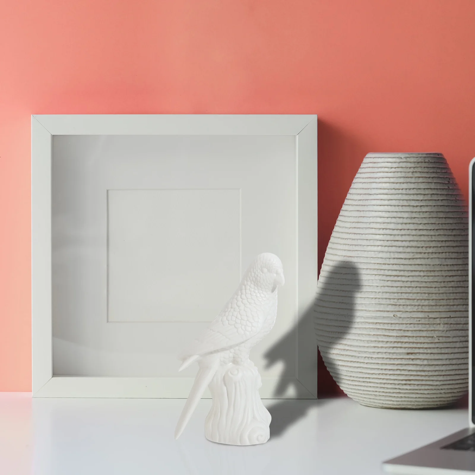 

1Pcs Ceramic White Parrot Craft Decor Delicate Creative Home Office Decorative Supply Table Ornament Chic Animal