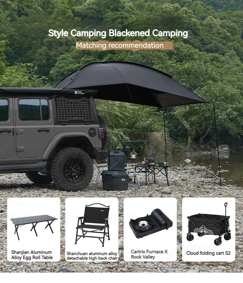 MOBI GARDEN Car Side Tent SUV Docking Camping Picnic Waterproof Sunscreen UPF50+ Convenient Black Advanced Canopy Awning Outdoor image 8
