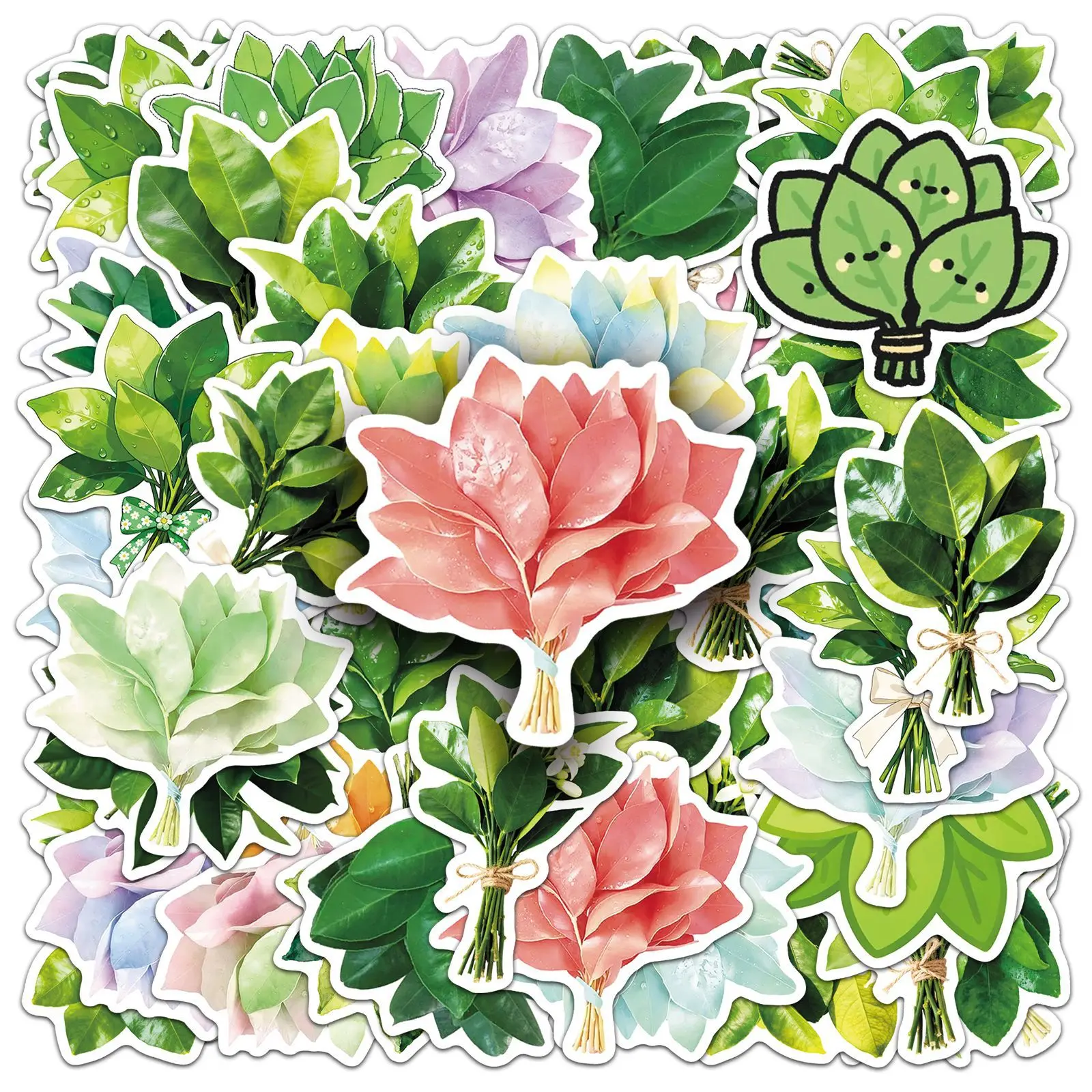 

50PCS Pomelo Leaves Plant Stickers Cartoon Graffiti Waterproof Decals Creative DIY Water Cup Phone Case Scooter Luggage