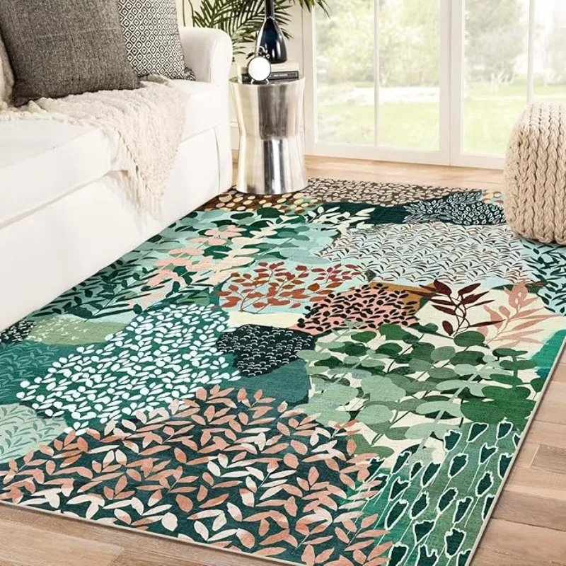 

Nordic Art Living Room Carpet Botanical Abstract Foldable Machine Washable Non-slip Bedroom Rug Home Decoration Cloakroom Mat 러그