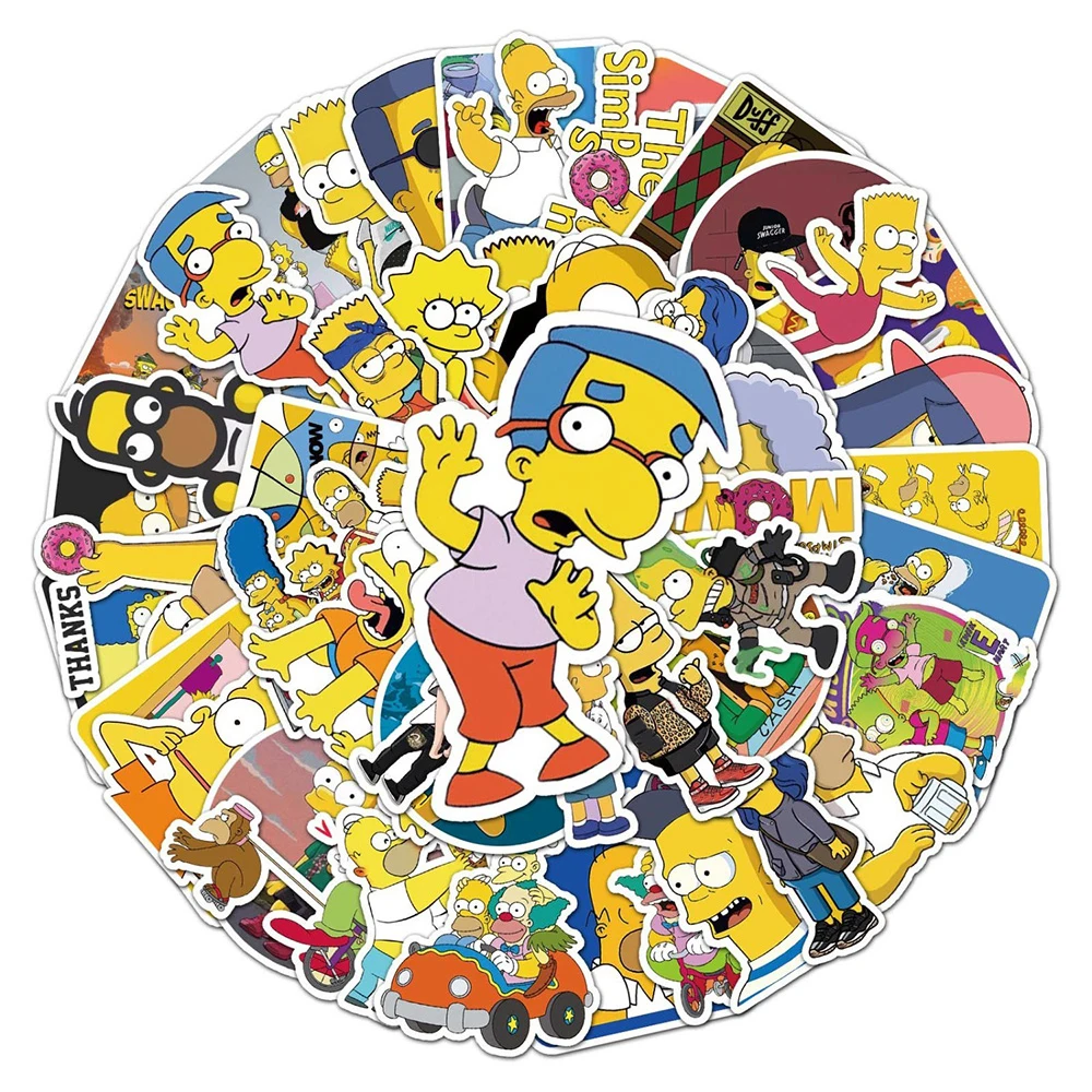 10/30/50pcs Anime Comedy Simpson Family Stickers for Kids Funny Cartoon Decals Graffiti Phone Stationery Car Kawaii Sticker Pack