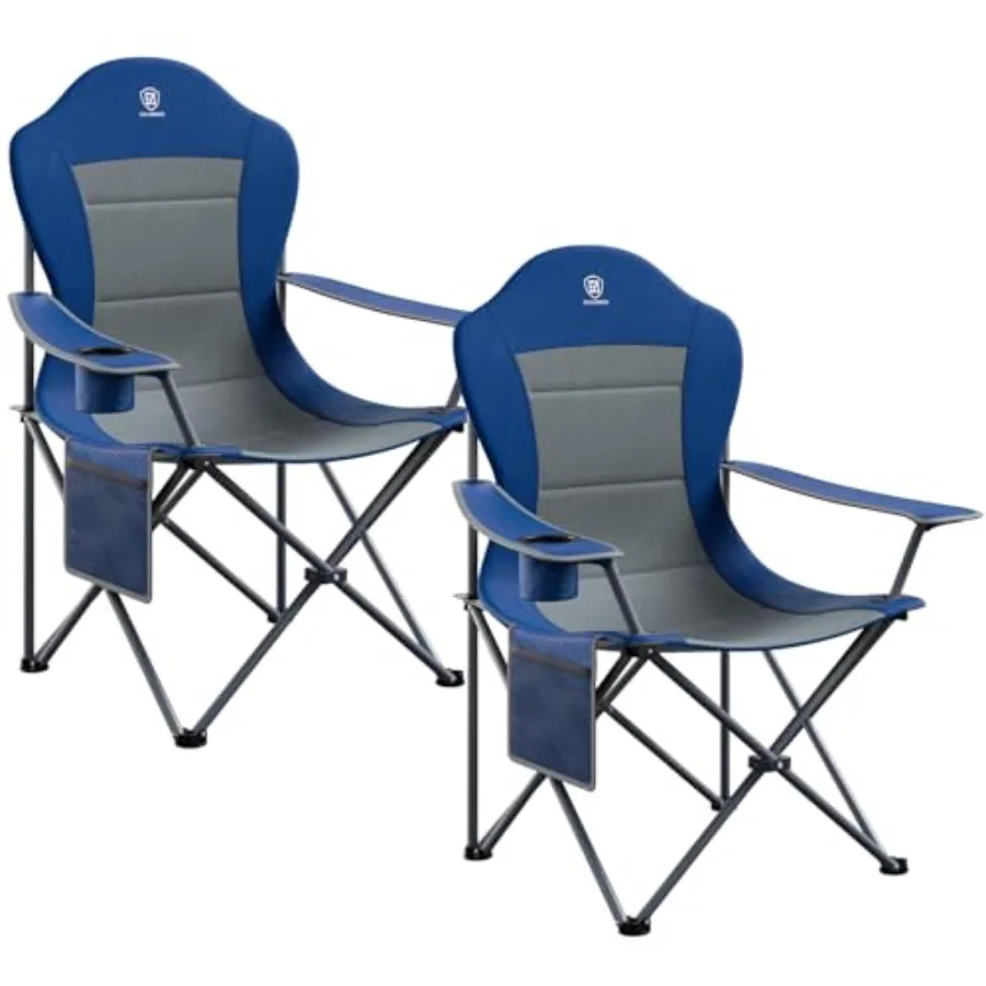 

Folding Camping Chair with High Back Padded Oversized Portable Lawn Chairs Lightweight Sturdy Steel Foldable Outdoor Camp Chair