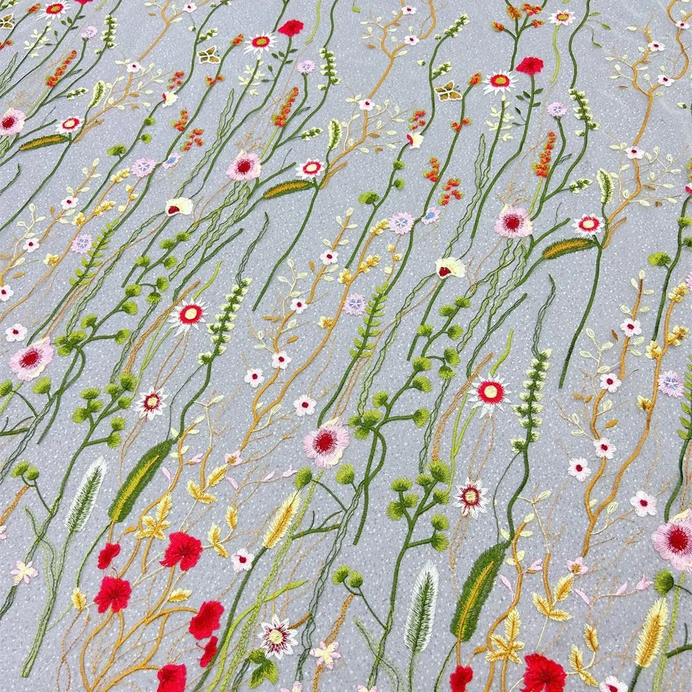 130cm Wide Hot-Selling High-Density Water-Soluble Seaweed Embroidered Mesh Fabric Bridal & Dress Cross-Border Apparel Material