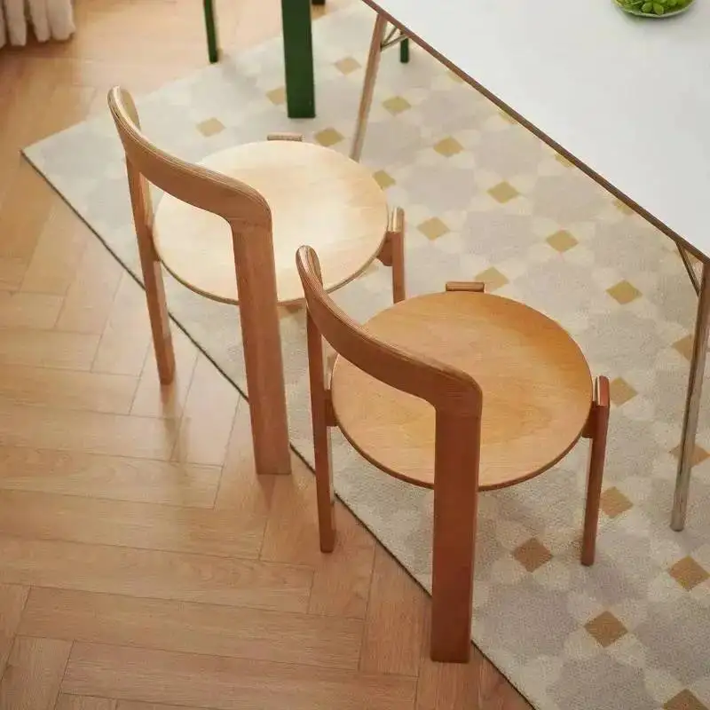 Restaurant Vintage Nordic Dining Rey Plywood Beech Stackable Solid Chair Wood Curved Backrest Swiss Chair