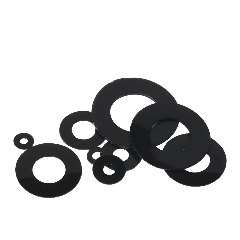 50/ 100pcs 0.3/ 0.5/ 0.8mm Black/ White Plastic Nylon Ultrathin Washer Flat Ring Seal Washer Gasket M2 M2.5 M3 M4 M5 M6 M8 M10