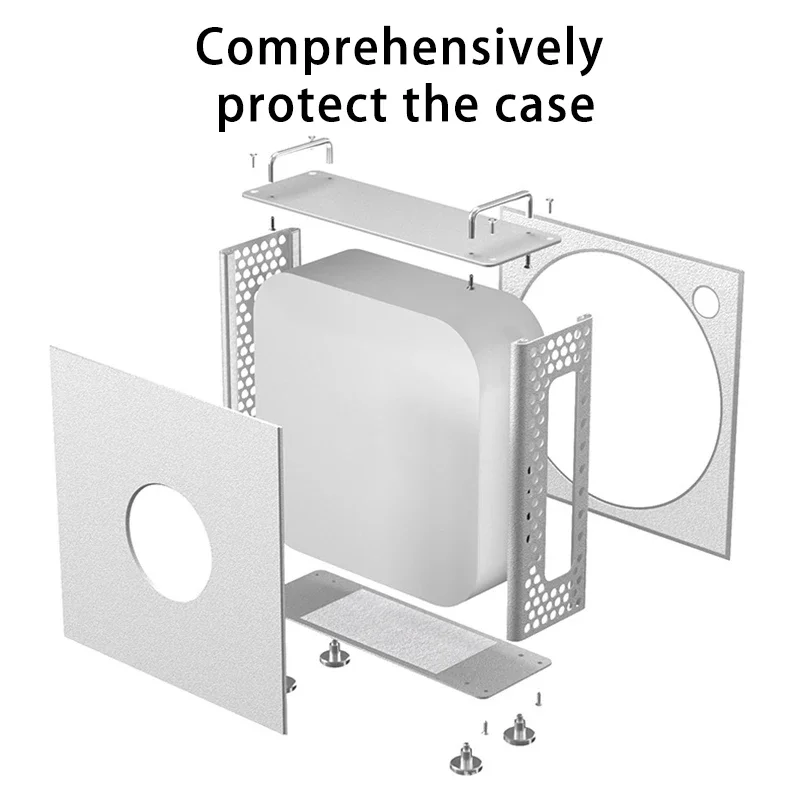 Aluminum Alloy Dustproof Protective Case for Mac Mini M4/m4 Pro Case with Heat Dissipation Stand Shockproof Case PC Accessory