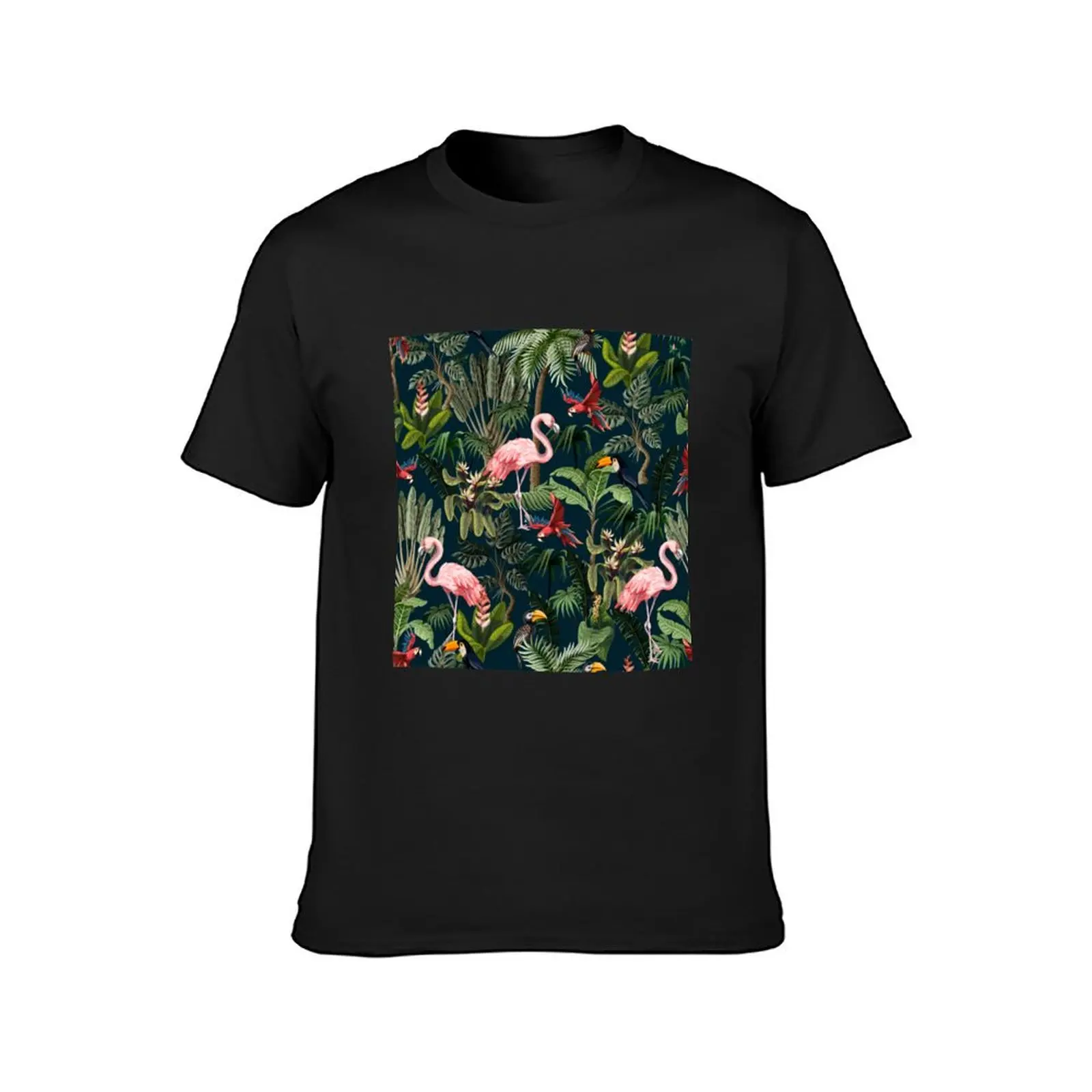 Jungle pattern with toucan, flamingo and parrot T-Shirt plain quick-drying tees plus sizes fitted t shirts for men