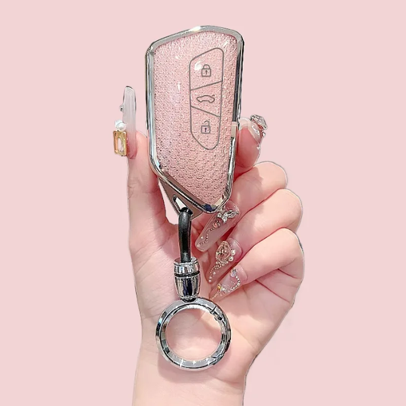 الفاخرة الماس نمط بولي TPU لشركة فولكس فاجن فولكس فاجن جولف 8 ID.3 ID.4 سكودا اوكتافيا A8 MK4 MK8 2022 2021 GTI غطاء مفتاح السيارة عن بعد #5