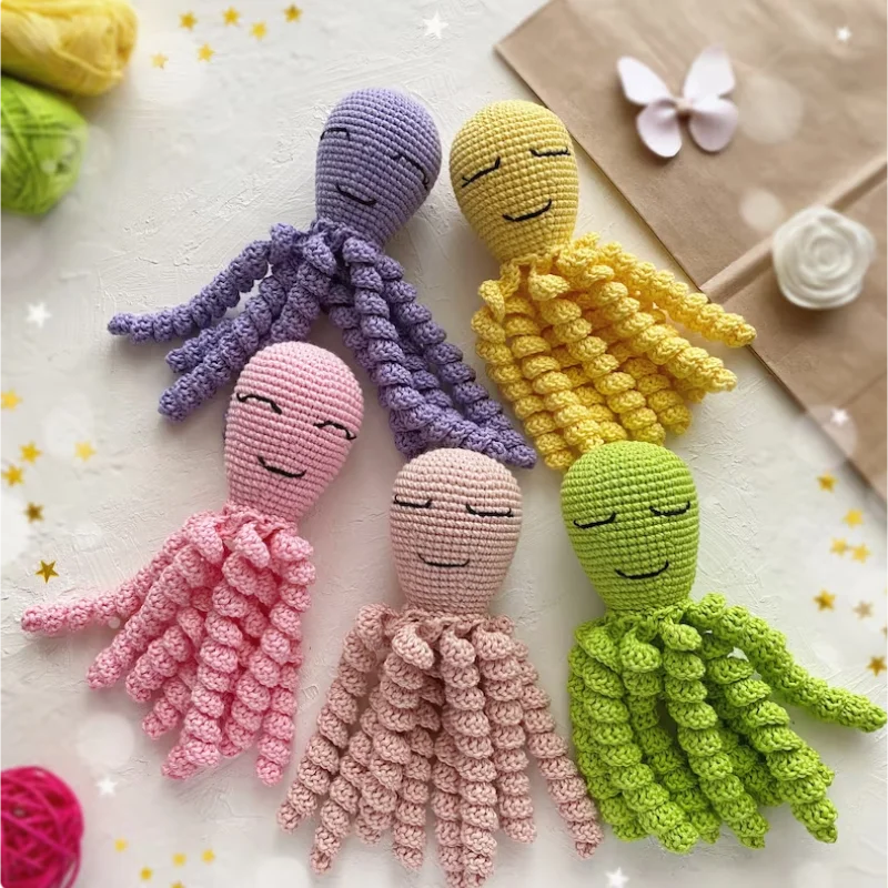 Cute Crochet Octopus Toy for Preemie, Amigurumi Octopus for Infant Baby Shower Gift, Sea Creature Toy