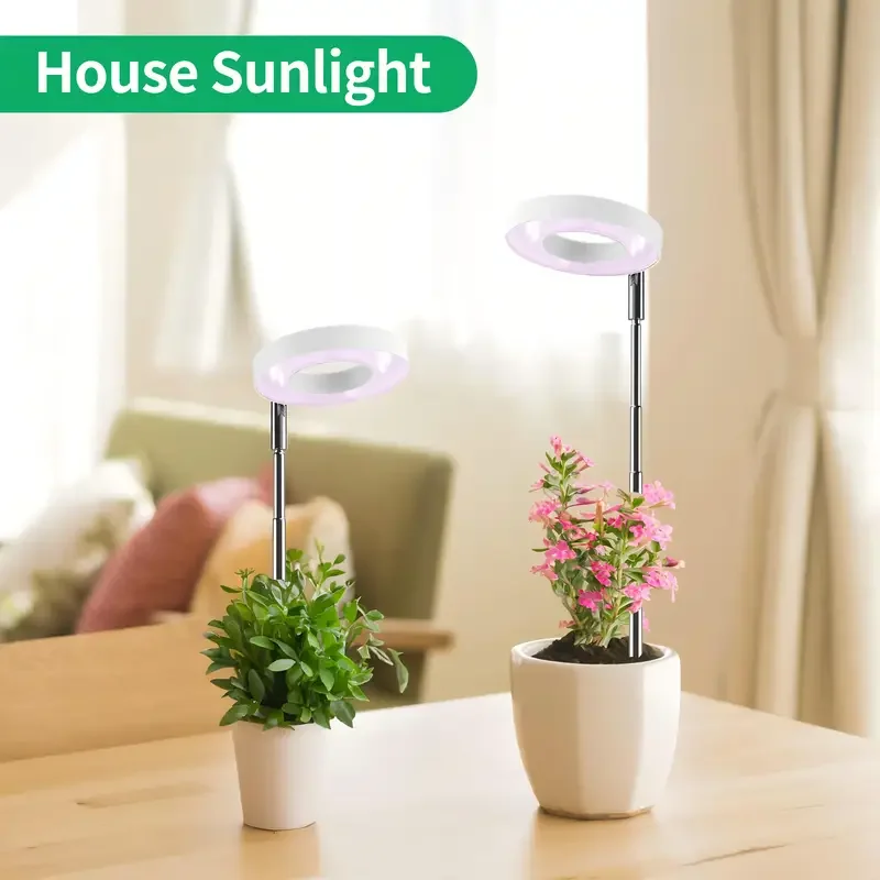 Adjustable LED Grow Light 2/4/8H On/Off Timer Full Spectrum Desk Lamp for Indoor Plants Height Adjustable Garden Decor