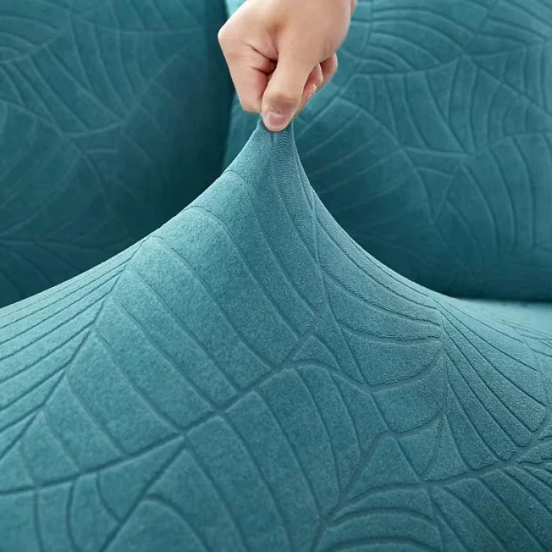 Water-resistant Thicken Sofa Cover 1/2/3/4 Seaters Leaf Jacquard Solid L Shaped Slipcover Elastic Full Wrap Corner Couch Cover