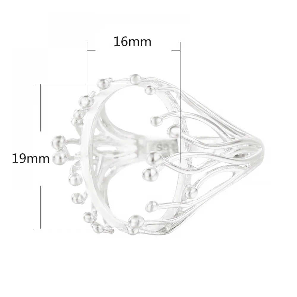 925 Sterling Silver Claws Ring Blank Ring Base Finding for 16X19mm Oval Gemstone Setting DIY Jewelry Gift for Women(