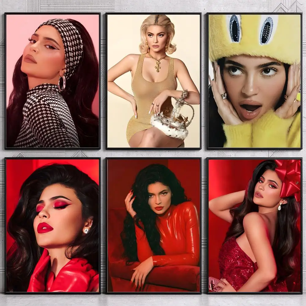 Modern Celebrity Media Style Portrait Poster Kylie Jenner Poster Modern Wall Art Bedroom Living Room Print Unframed
