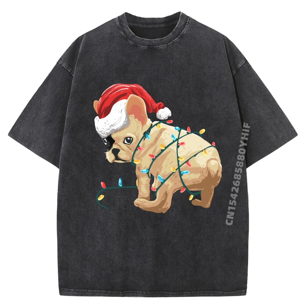 

Mens Graphic Tees French Bulldog As Santa Claus Big And Tall T Shirts Women Mens Gifts Oversized Washed Shirt
