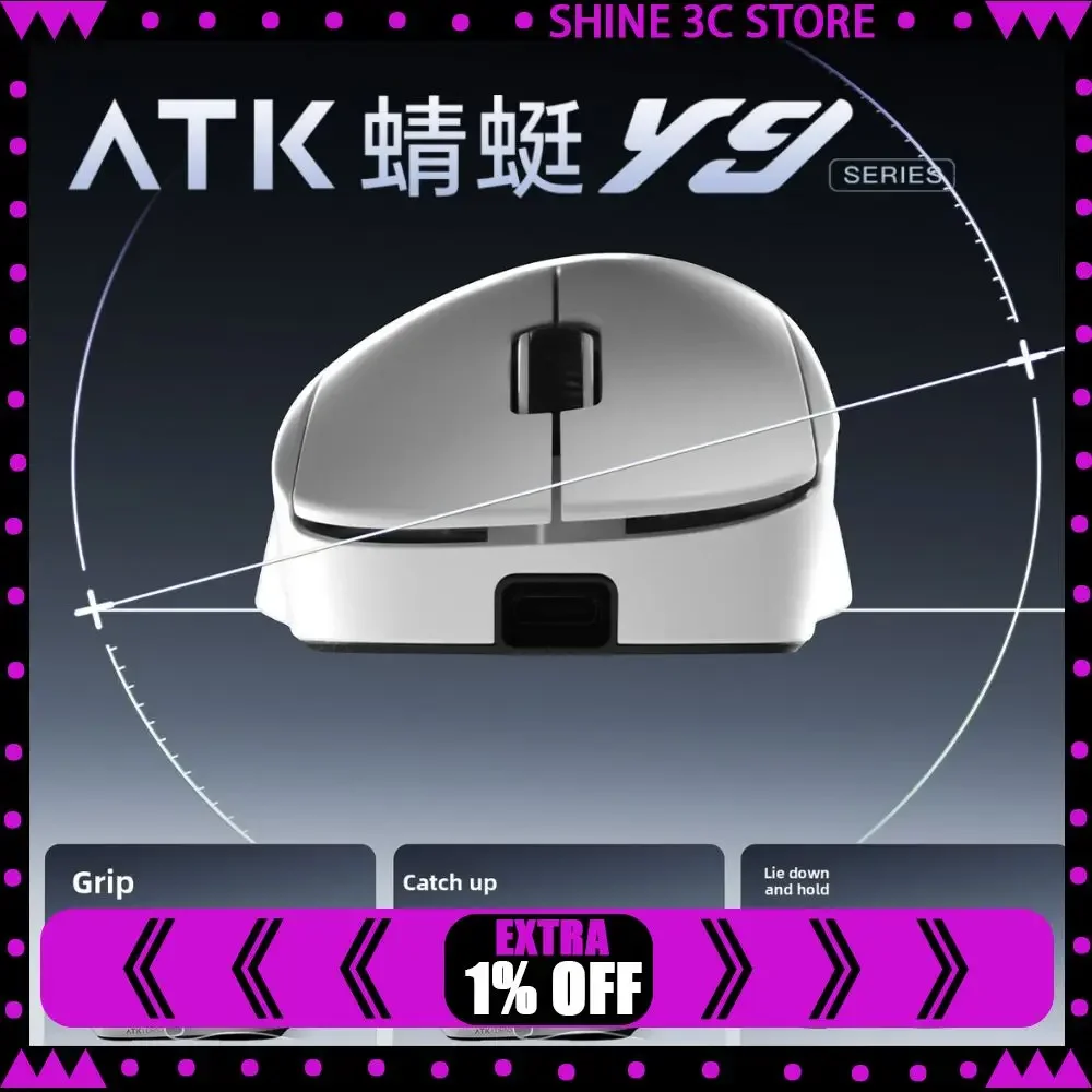 ATK Dragonfly Y9 Wireless Mouse 3-mose Ergonomics Dual 8K Long Battery Life Gaming Mouse Customized E-sports PC Accessory Gifts