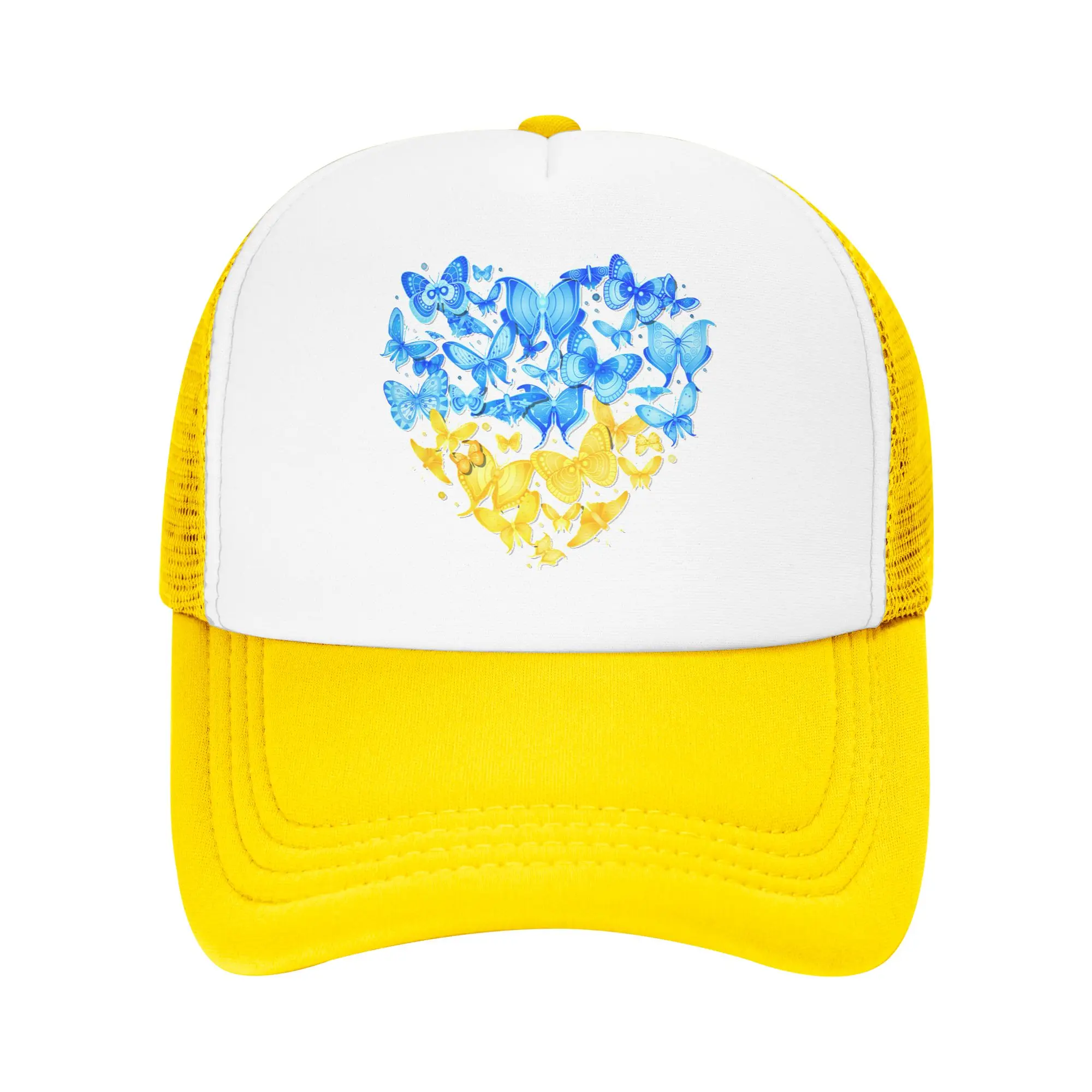 Heart Ukraine Butterfly Sunflower Ukrainian Mesh Baseball Cap Men Women Casual Sun Caps  Hats Adjustable Summer Trucker Caps