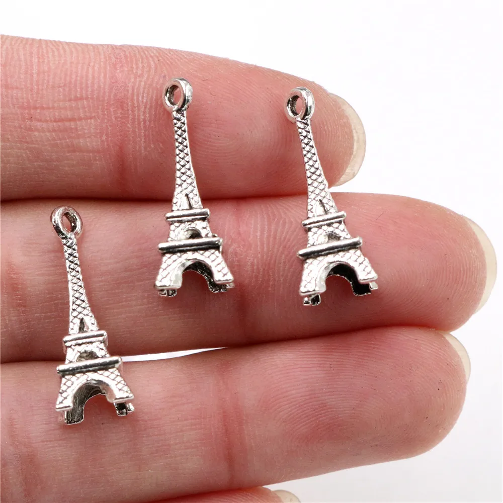 24x8mm 30pcs Antique Silver Plated Bronze and Gold Colors Plated Eiffel Tower Handmade Charms Pendant:DIY for bracelet necklace