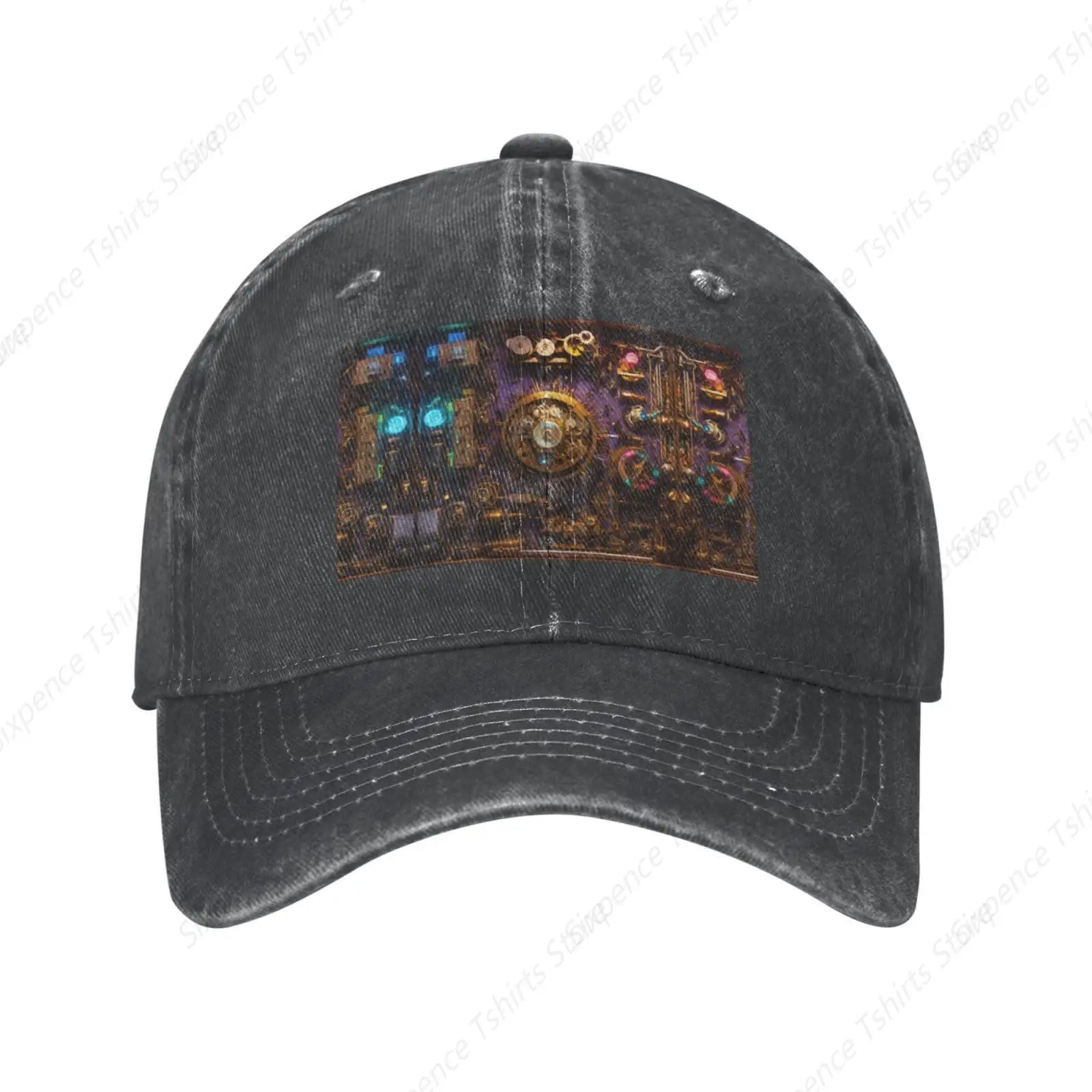 Gears Clock Bronze Century Baseball Cap Adjustable Twill Bulk with Ponytail Hole Washed Dad Hat for Men Women