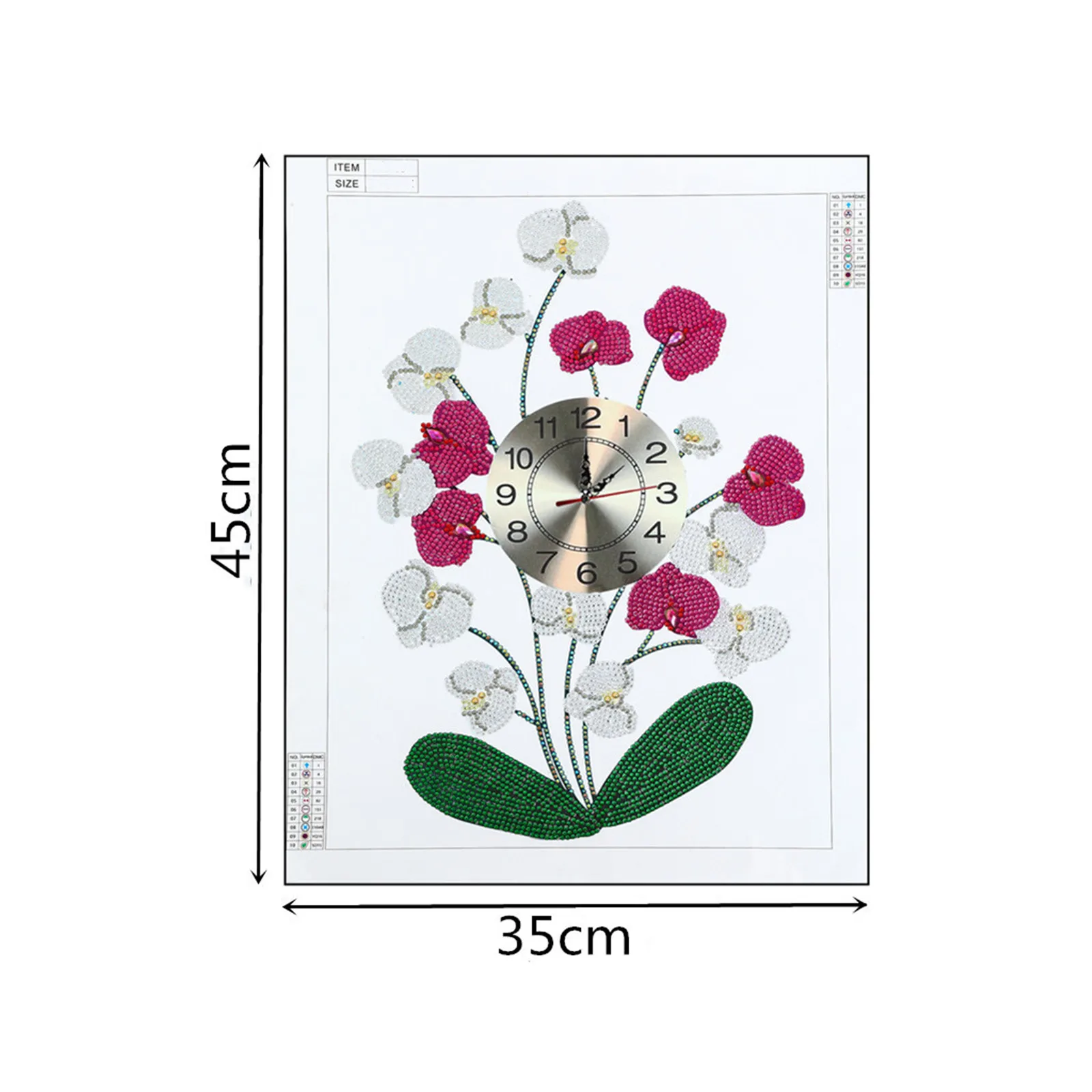 1 set of DIY peacock/flower diamond painting clock, frameless canvas material and sporty wall decoration diamond art clock - view 2
