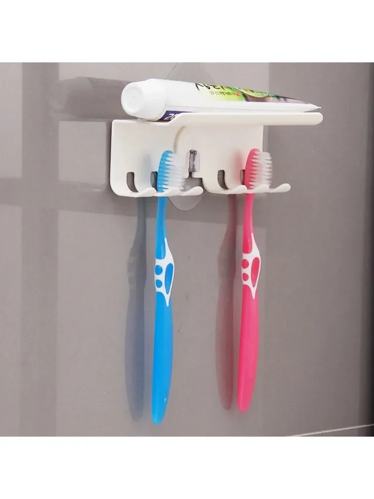 Porte-brosse à dents mural à 4 fentes, organisateur de rangement de brosse à dents auto-adhésif pour douche, dentifrice et cintre de brosse à dents