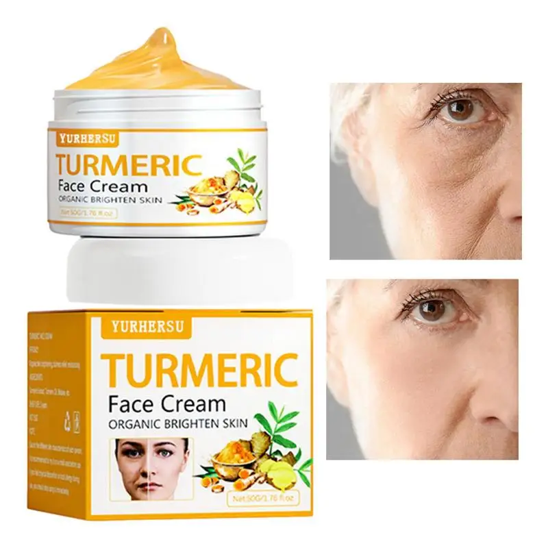 Turmeric Face Care Cream Organic Dark Spots Remover Glow Boosting Moisturizer Skin Repairing Cream Fights Acnes Evens Tone