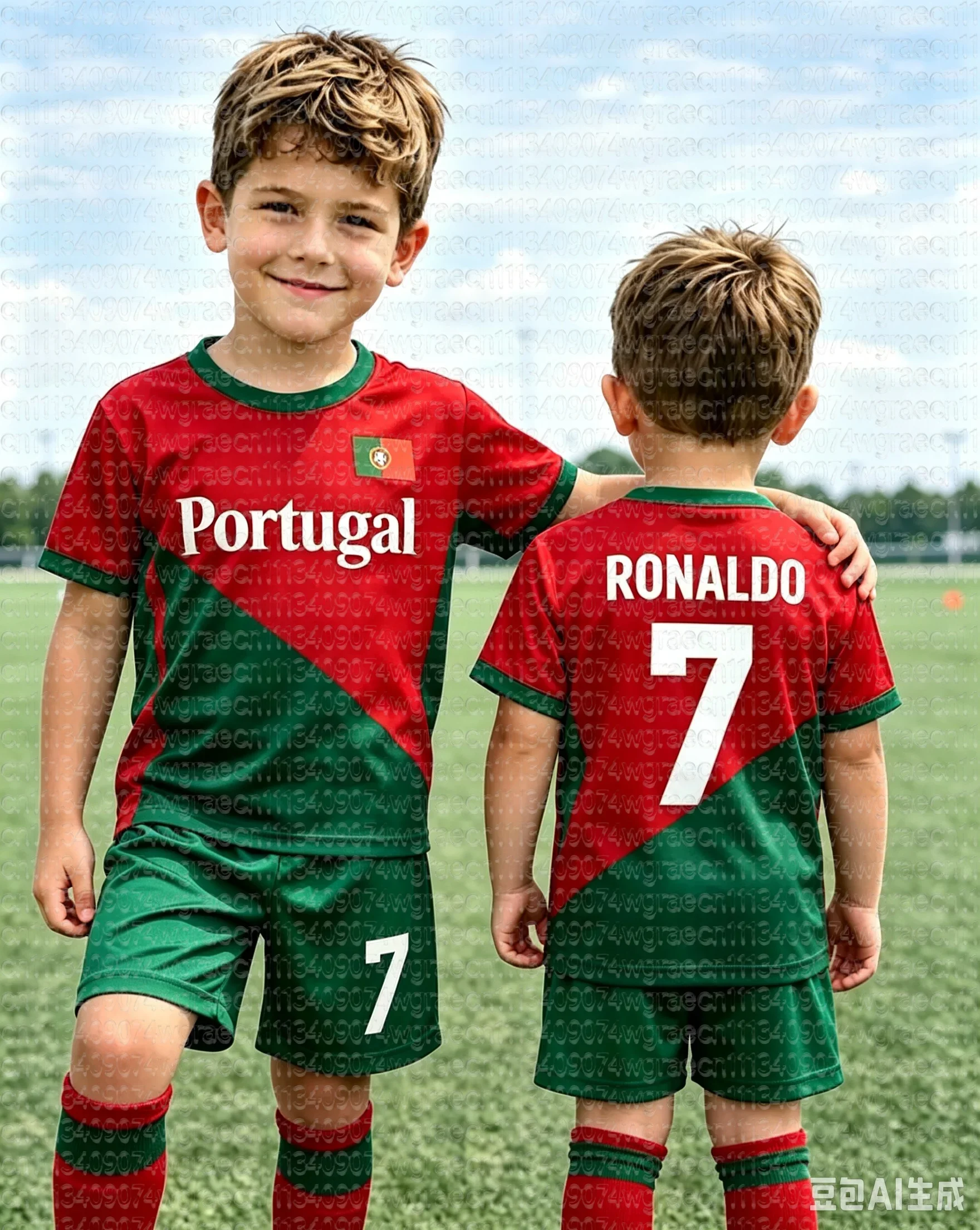 26 Jungen Ronaldo Nr. 7 Fußballtrikot T-Shirt Shorts Set Damen Herren Harajuku PORTUGAL Fan-Shirt Shorts Set Kinder Trainingsanzug 2-teiliges Set – Detail 9