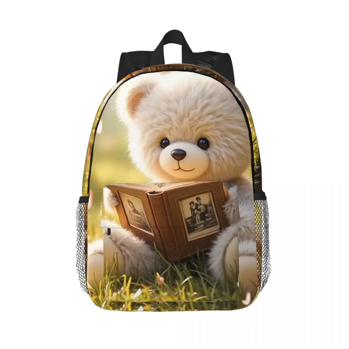 Cartoon Bear Read Books In Forest Backpack Daypack Large Capacity Boys Girls BookBag Shoulder Bags for Men Women Kids School Bag