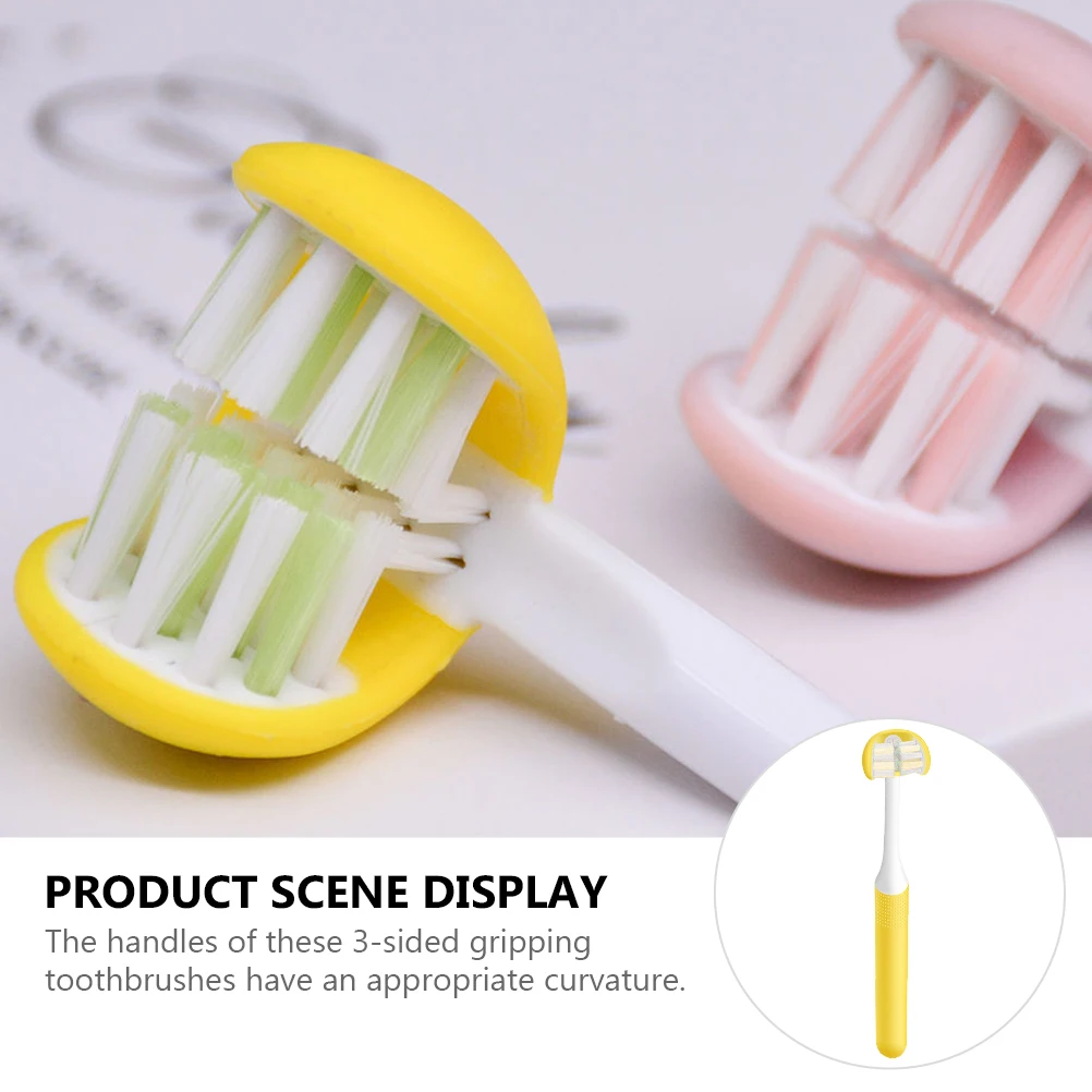 

3-Sided Toothbrush For Adults Oral Care Plaque Removal Teeth Cleaning Brush Manual Toothbrush With Ergonomic Handle Long-Lasting