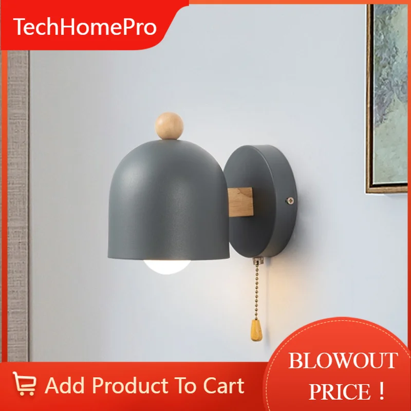 TechHPNordic Macaron Wall Lights Sconces For Bedroom Bedside Wall Lamp Mirror Light Home Decor Modern