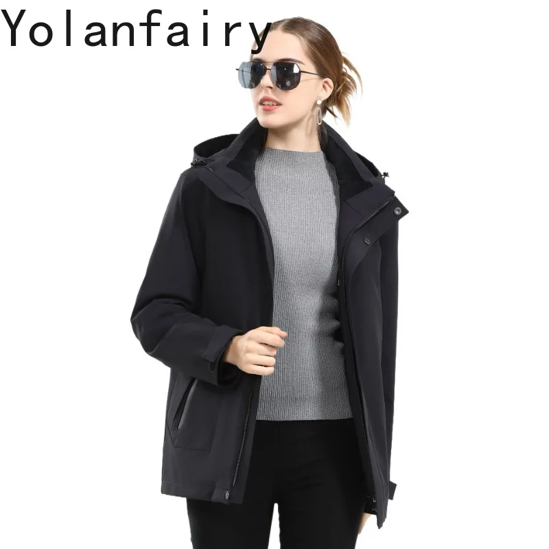 Parka de Piel de Visón Natural de Lujo para Mujer YOLANFAIRY, Chaqueta de Piel Auténtica de Invierno 2026, Chaqueta de Plumón de Ganso Blanco con Forro de Piel de Visón Desmontable