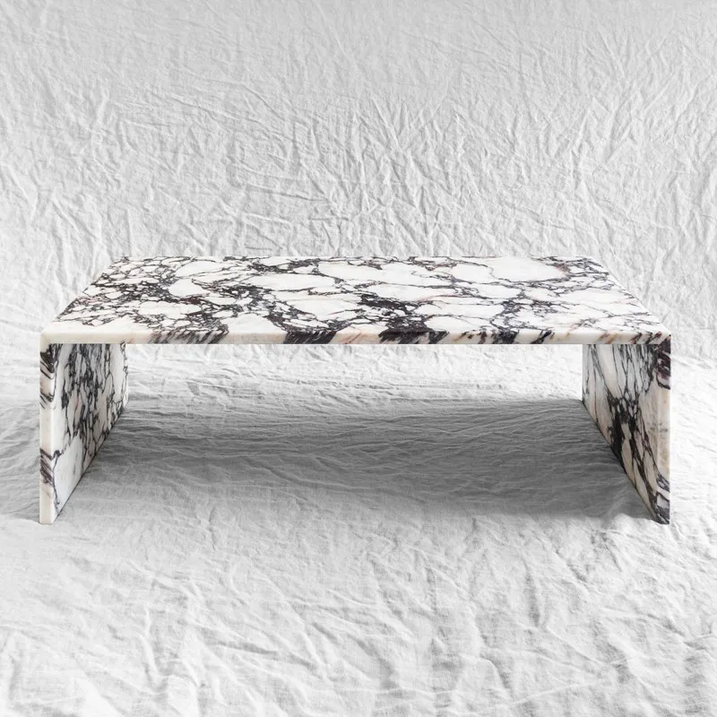 Customized High Quality Home Decor Rectangle Sofa Bed Side Table Luxury Calacatta Violet Square Marble Coffee Table