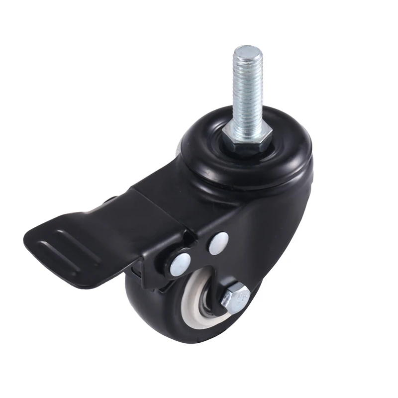 2In Casters , 3/8In 16 X 1In(Screw Diameter 3/8In, Screw Length 1In) Casters Wheels, No Noise 4 Pack Casters With Brake