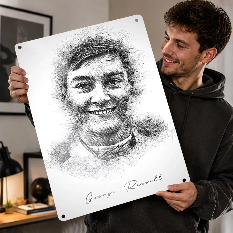 George Russell Printed Posters Customized Metal Sign Premium Dynamic Racing Legend Wall Art Ideal For Game Room And Collectors